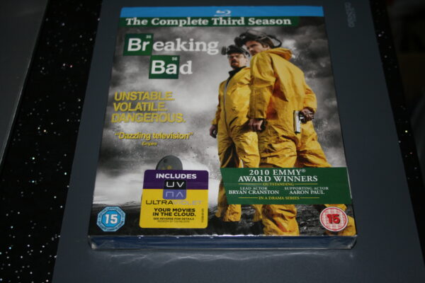 BREAKING BAD THE COMPLETE THRD SEASON (BLU-RAY,2013) BRAND NEW. CERT 15. + SLIP COVER.