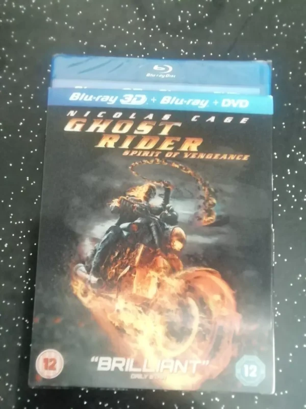 GHOST RIDER SPIRIT OF VENGEANCE 3D + 2D + DVD BRAND NEW. CERT 12. + SLIP COVER.
