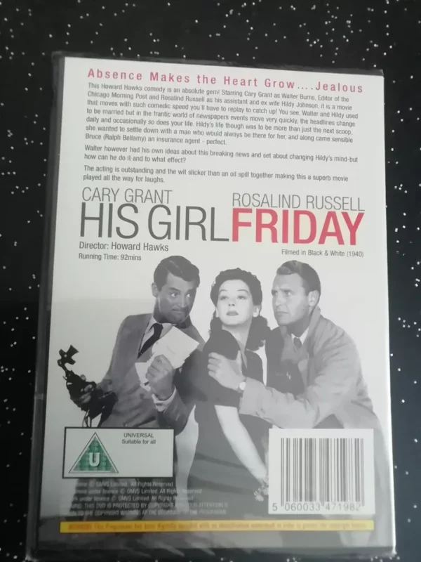 His Girl Friday (DVD, 2003) Brand New. Cert U. - Image 2