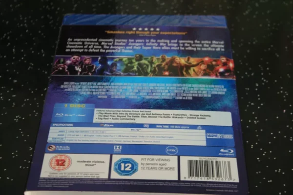Avengers: Infinity War (Blu-ray, 2018) Brand New. Cert 12. Incls Slip Cover. - Image 2