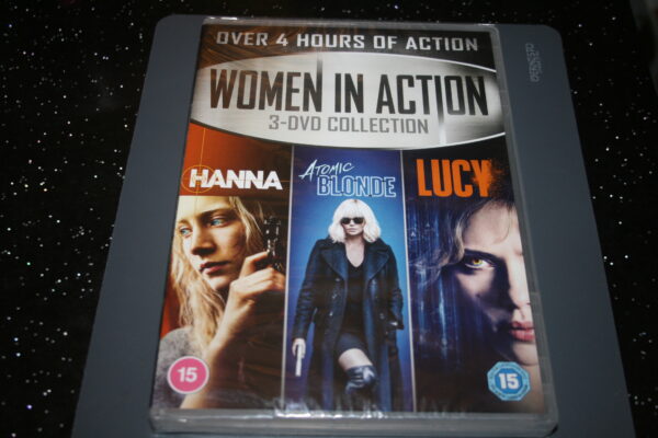 WOMAN IN ACTION HANNA/ATOMIC BLONDE/LUCY (DVD, 2020) BRAND NEW. CERT 15.