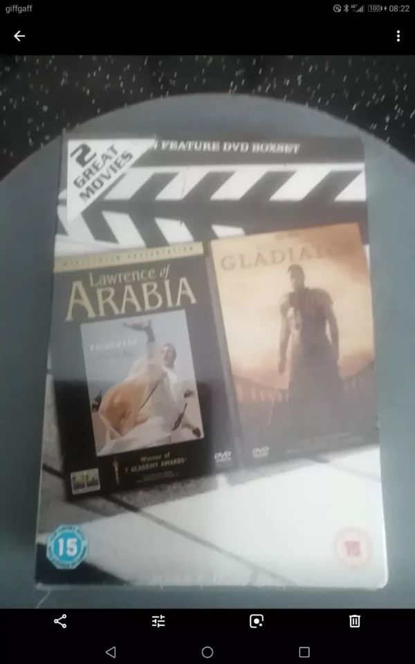 Lawrence of Arabia/Gladiator Boxset (Dvd, 2000) Brand New. Cert 15.