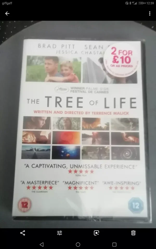 The Tree of Life (DVD, 2011) Brand New. Cert 12.