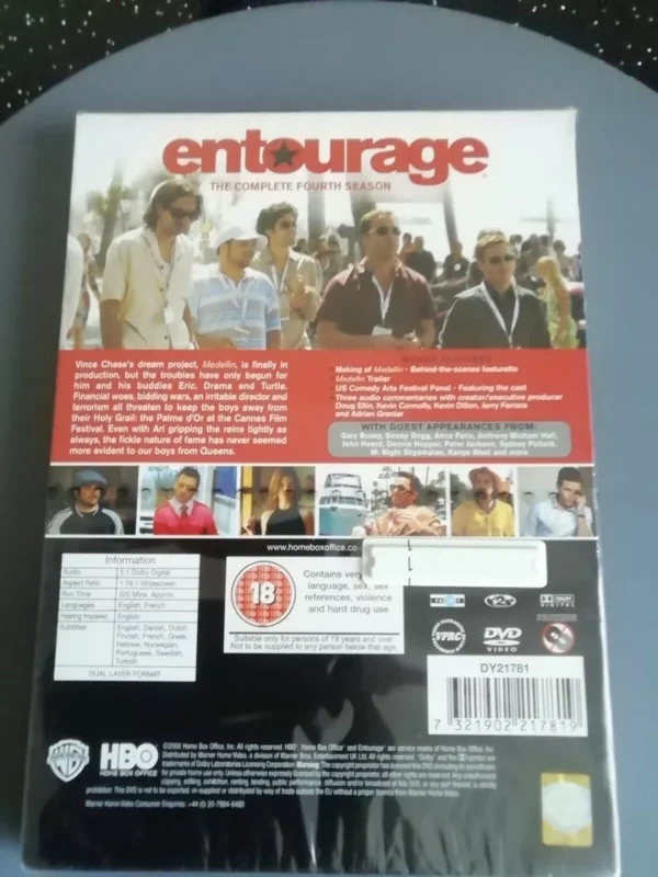 Entourage - Series 4 - Complete (DVD, 2008, 3-Disc Set, Box Set) Brand New, Cert 18. - Image 2
