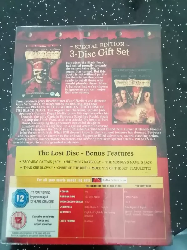 Pirates Of The Caribbean Boxset- The Curse Of The Black Pearl (DVD, 2005) Brand New. Cert 12. - Image 2