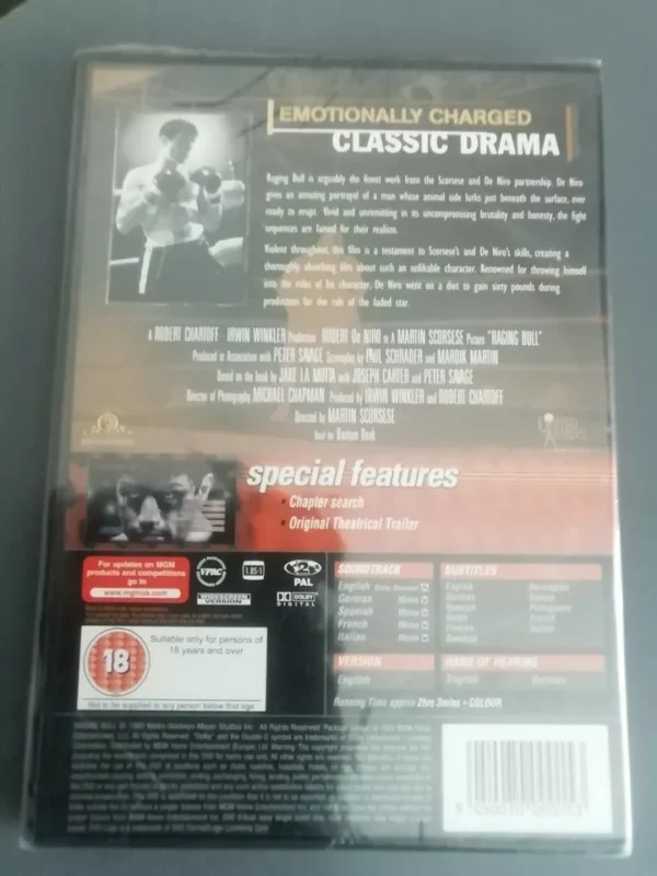Raging Bull (DVD, 2000) MGM 80 years Movie. Brand New. Cert 18. - Image 2