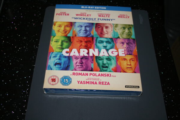 Carnage (Blu-ray, 2012) Brand New. Cert 15. + Slip Cover.
