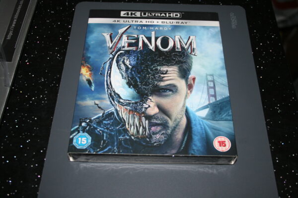 Venom (4K UHD Blu-ray + Blu-ray, 2018) Brand New. Cert 15. + Slip Cover.